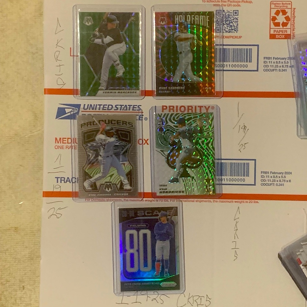 (5) LOT SET CHICAGO MLB BASEBALL INSERTS MOSAIC PRIZM PANINI HOLOGRAM
